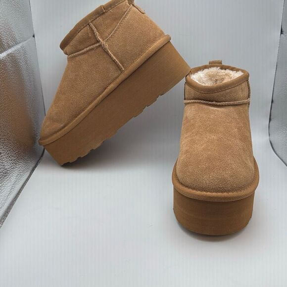 CUSHIONAIRE Hippy Womenβs Platform Ankle BootsβSIZE 6 CHESTNUT - Picture 5 of 7